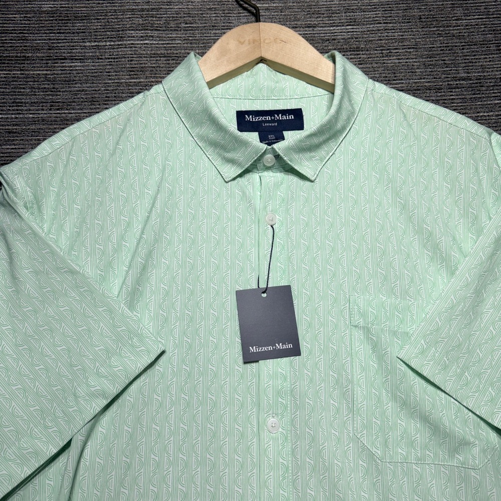 Mizzen+Main Shirt Men 2XL Green Saguaro SS Leeward Trim Performance
